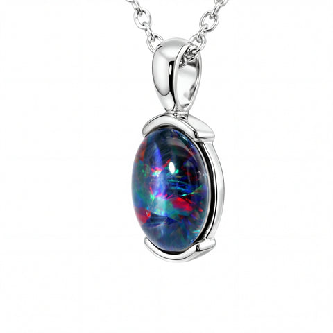 Triplet Opal Pendant in Stainless Steel - Australian Opal Cutters and Pearl Divers