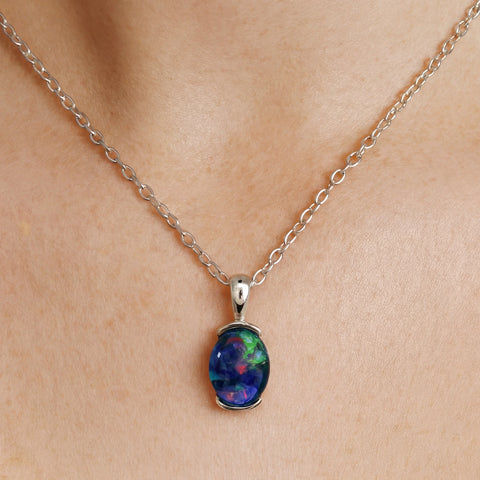 Triplet Opal Pendant in Stainless Steel - Australian Opal Cutters and Pearl Divers