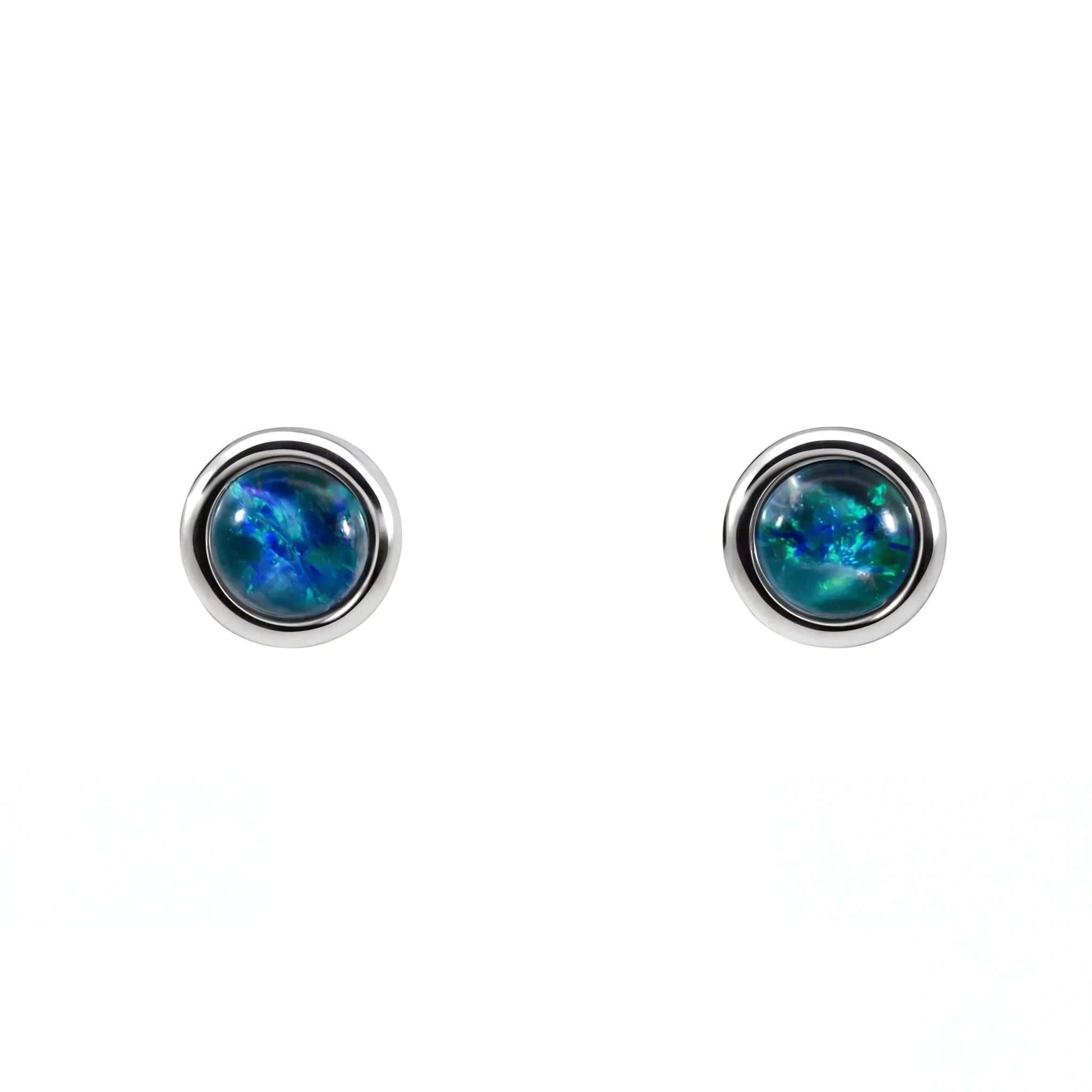 Triplet Opal Earrings in Stainless Steel - Multicolour - Australian Opal Cutters and Pearl Divers