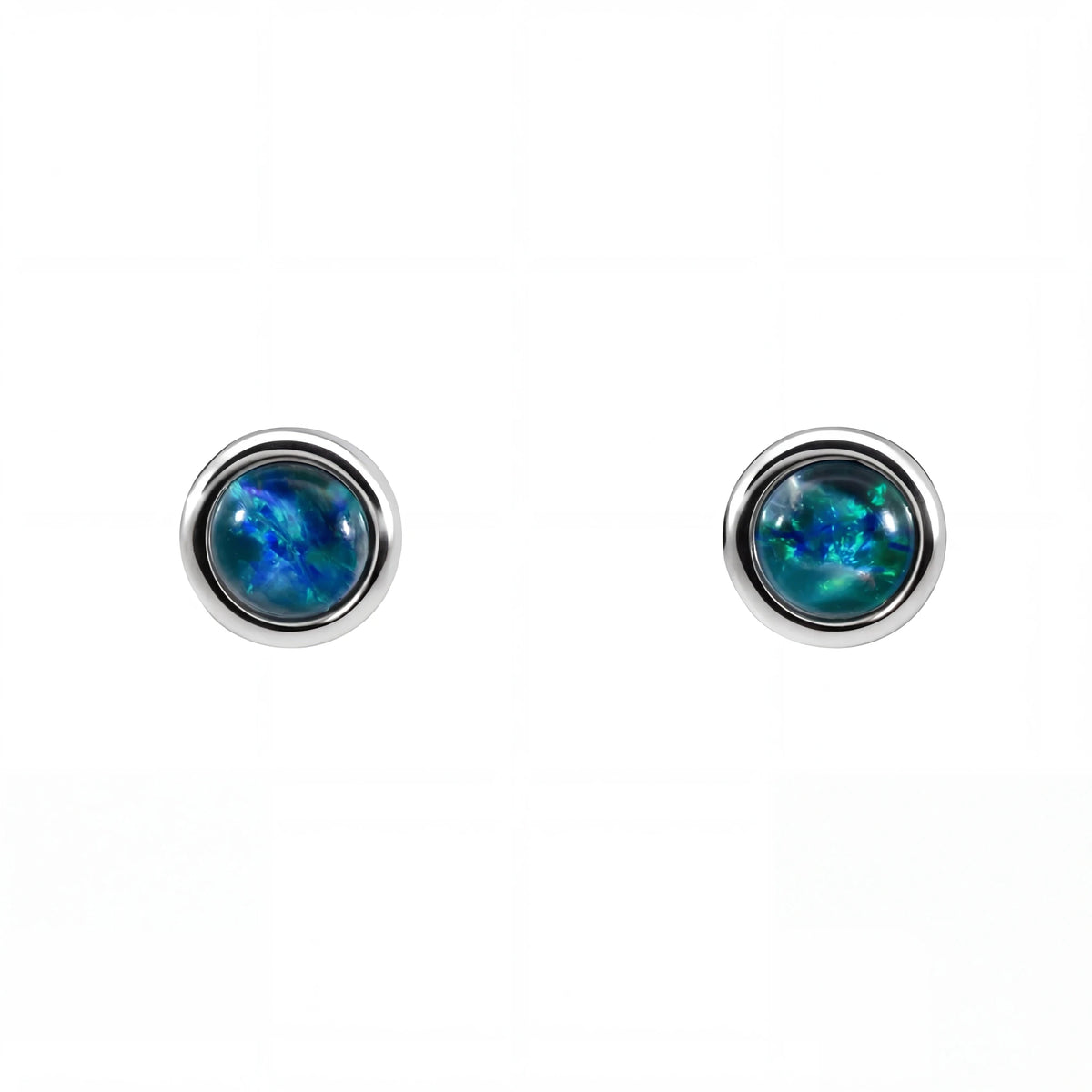 Triplet Opal Earrings in Stainless Steel - Multicolour - Australian Opal Cutters and Pearl Divers