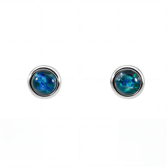 Triplet Opal Earrings in Stainless Steel - Multicolour - Australian Opal Cutters and Pearl Divers