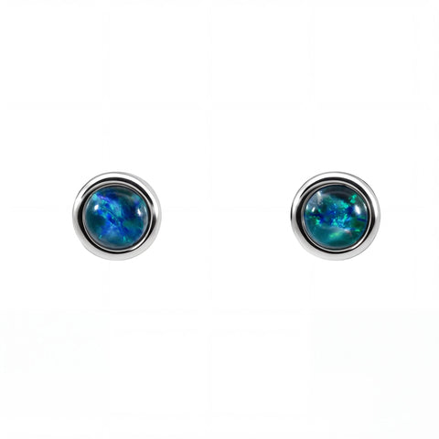 Triplet Opal Earrings in Stainless Steel - Multicolour - Australian Opal Cutters and Pearl Divers
