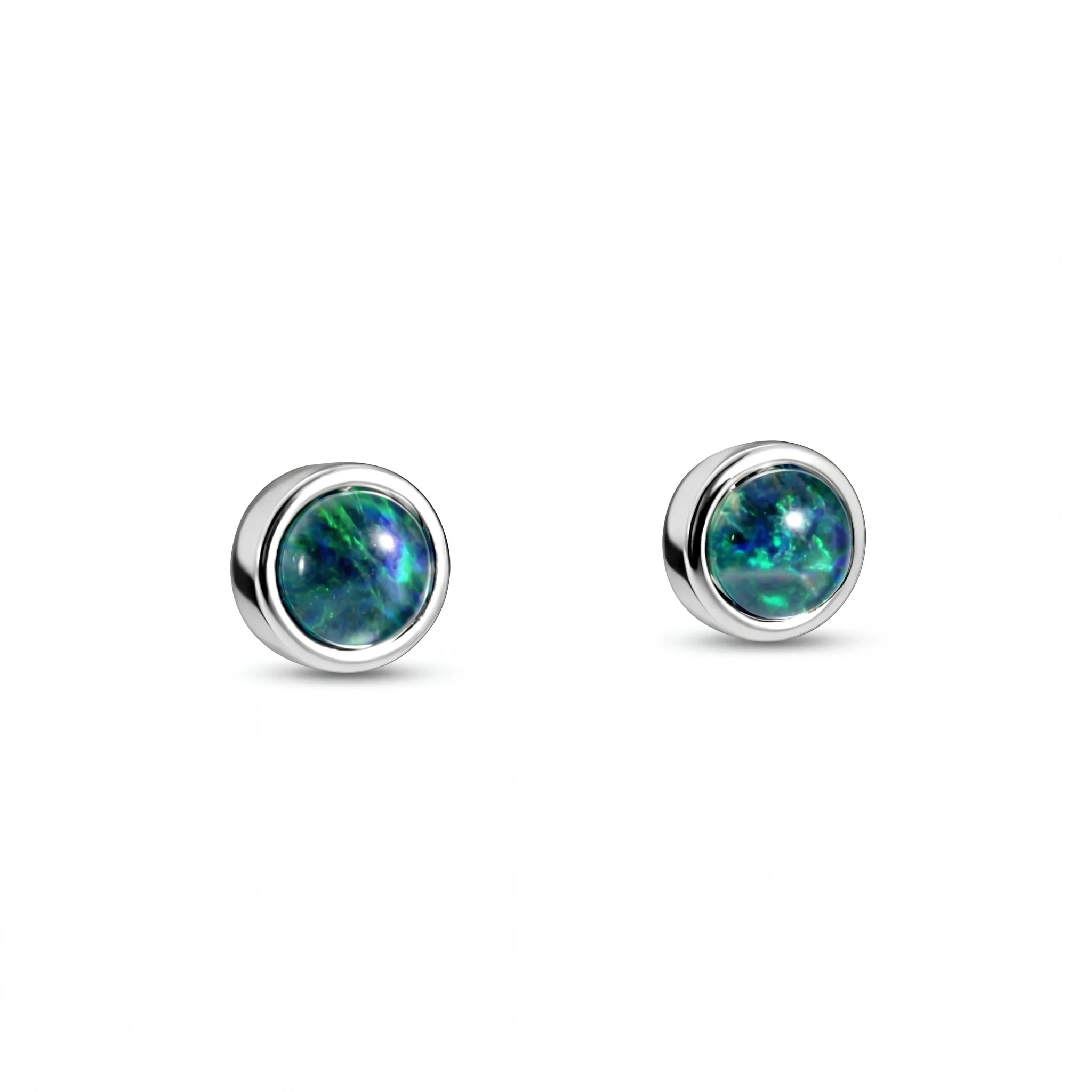 Triplet Opal Earrings in Stainless Steel - Multicolour - Australian Opal Cutters and Pearl Divers
