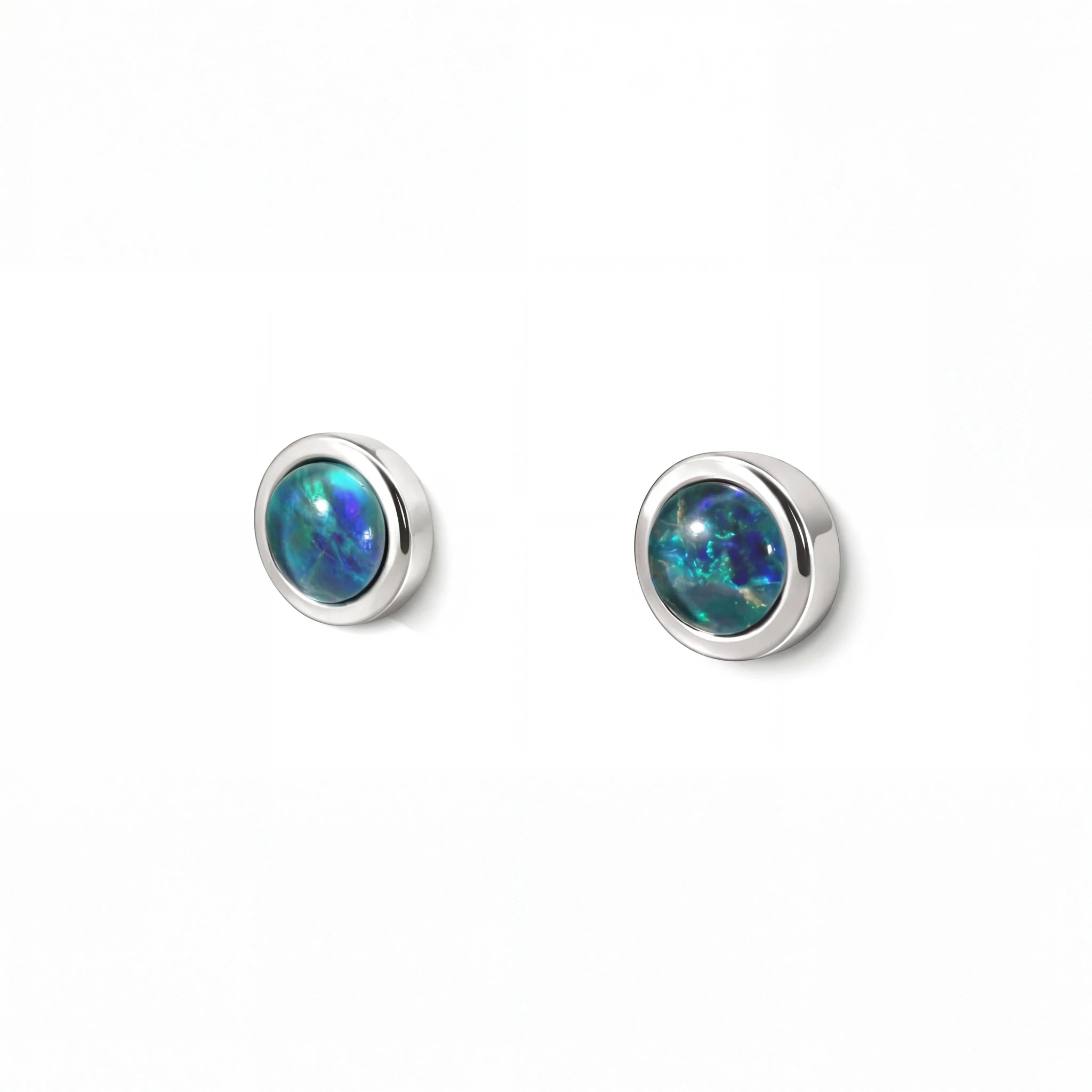 Triplet Opal Earrings in Stainless Steel - Multicolour - Australian Opal Cutters and Pearl Divers