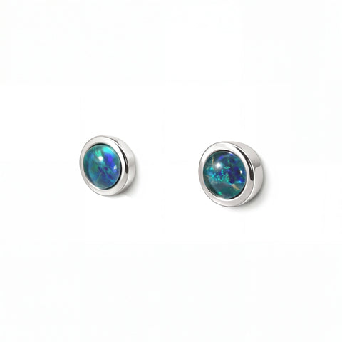 Triplet Opal Earrings in Stainless Steel - Multicolour - Australian Opal Cutters and Pearl Divers