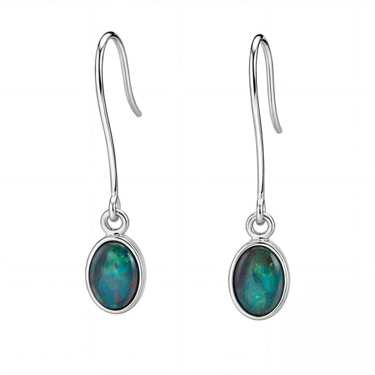 Triplet Opal Earrings in Stainless Steel - Multicolour - Australian Opal Cutters and Pearl Divers