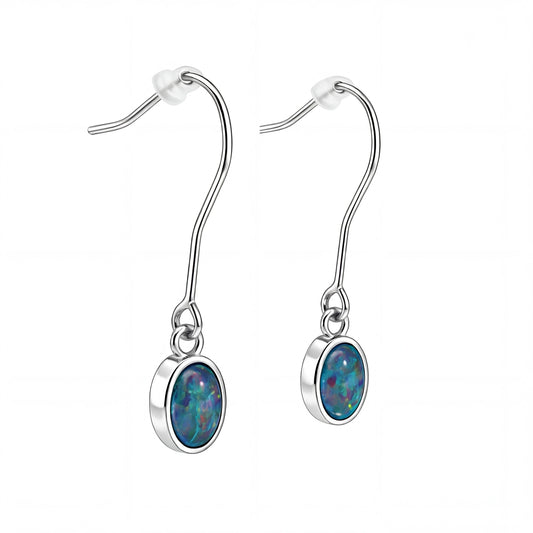 Triplet Opal Earrings in Stainless Steel - Multicolour - Australian Opal Cutters and Pearl Divers