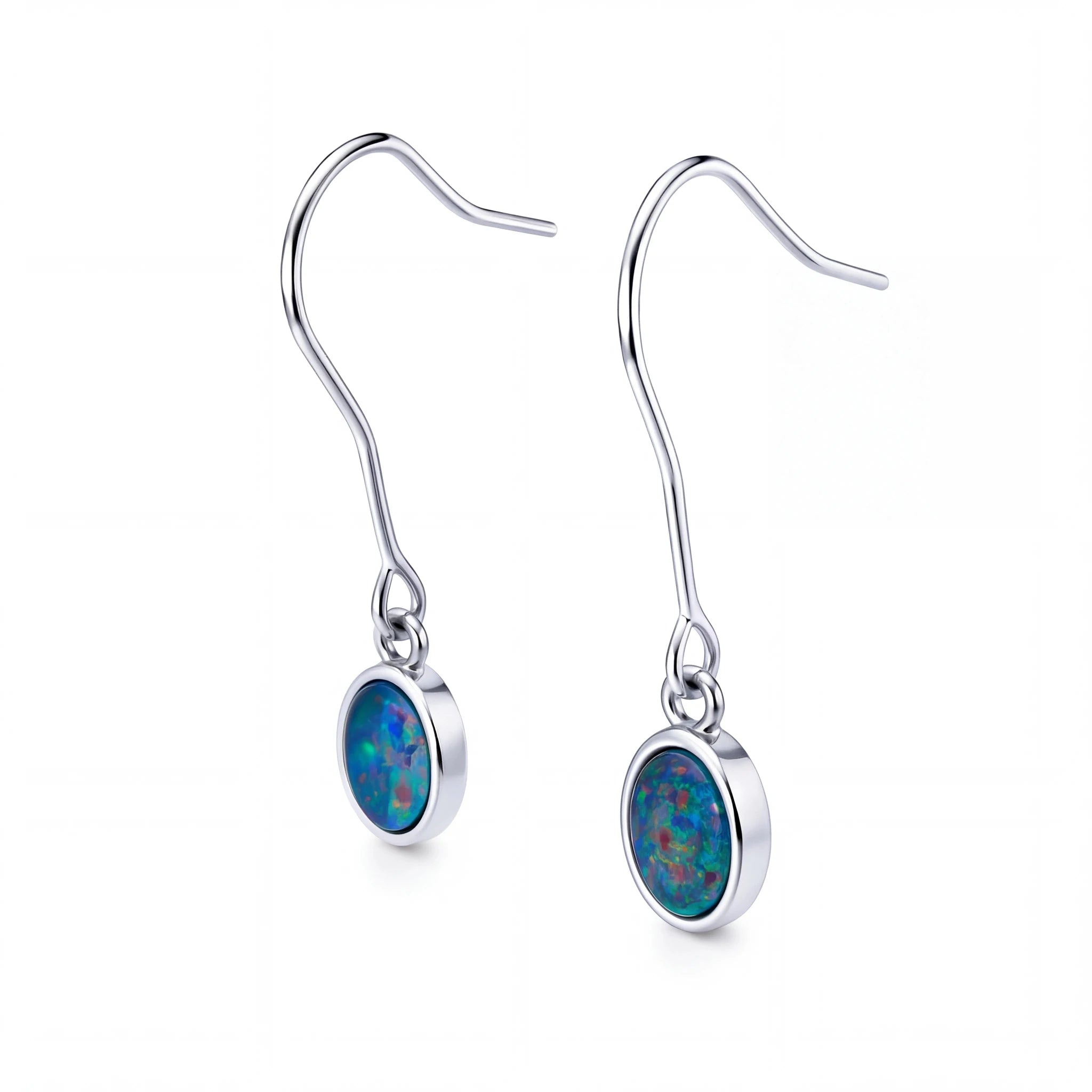 Triplet Opal Earrings in Stainless Steel - Multicolour - Australian Opal Cutters and Pearl Divers