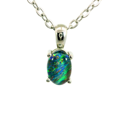 Triplet Opal Pendant in Stainless Steel - Multicolour