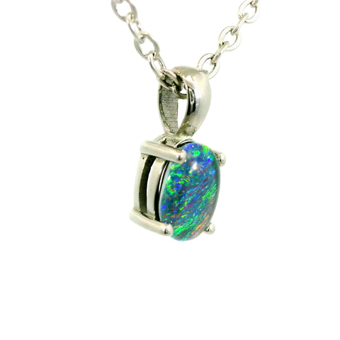 Triplet Opal Pendant in Stainless Steel - Multicolour