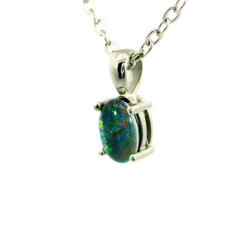 Triplet Opal Pendant in Stainless Steel - Multicolour