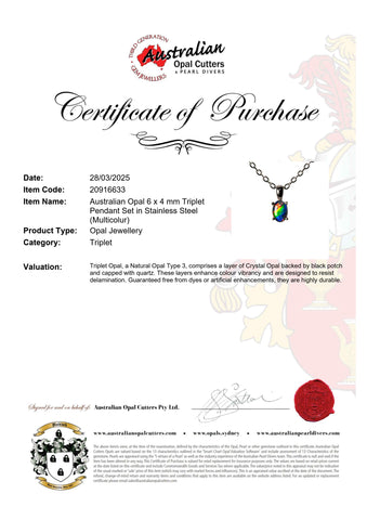 Triplet Opal Pendant in Stainless Steel - Multicolour