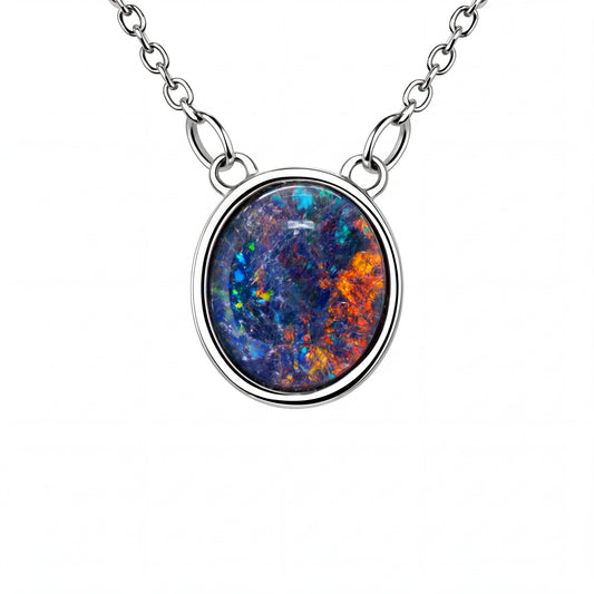 Triplet Opal Pendant in Stainless Steel - Multicolour