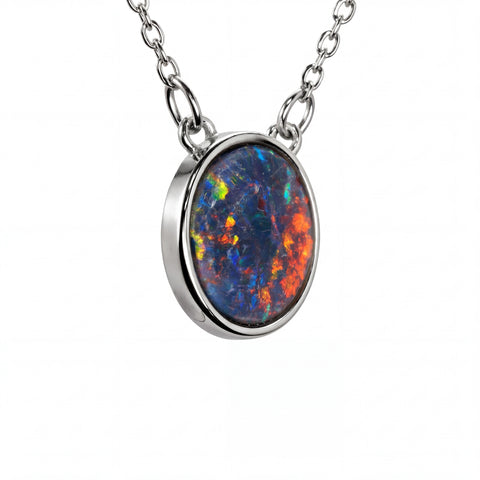 Triplet Opal Pendant in Stainless Steel - Multicolour