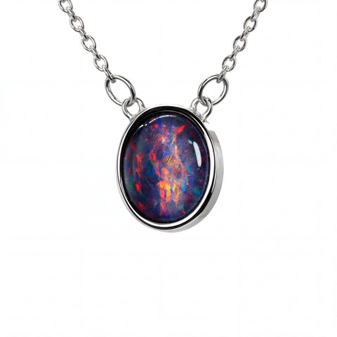 Triplet Opal Pendant in Stainless Steel - Multicolour