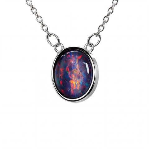 Triplet Opal Pendant in Stainless Steel - Multicolour - Australian Opal Cutters and Pearl Divers