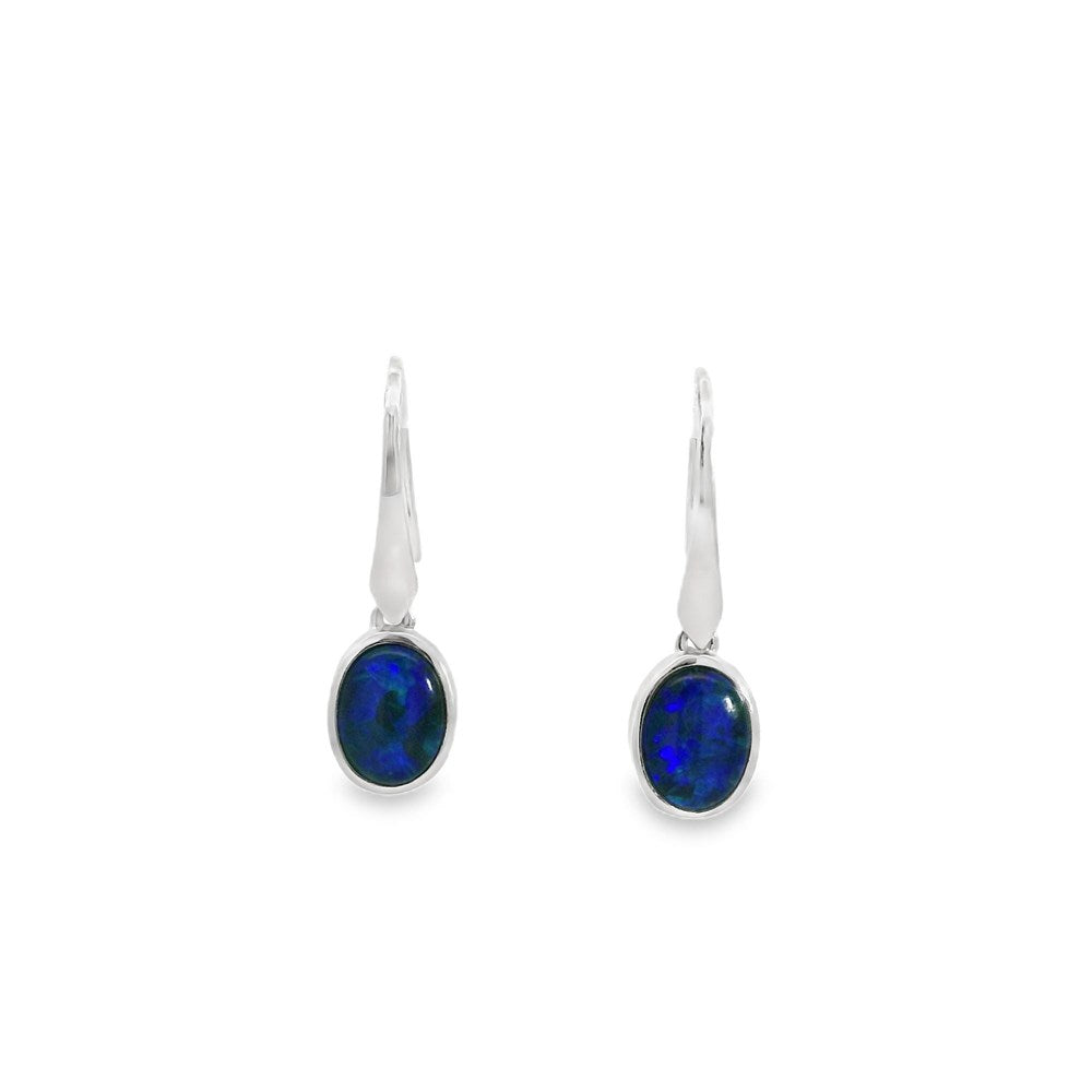 Australian Opal Triplet Earrings Set in 925 Sterling Silver