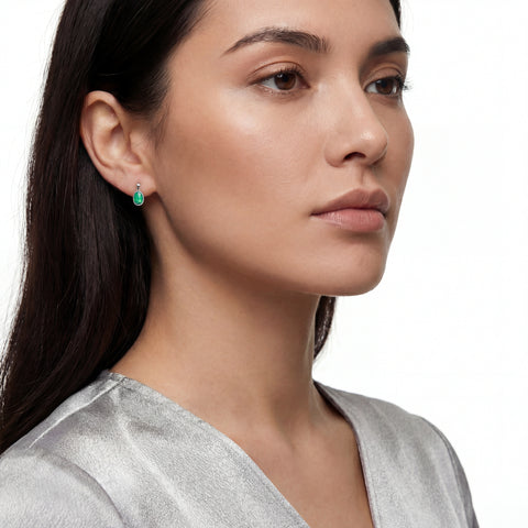 Triplet Opal Earrings in 925 Sterling Silver - Green and Blue