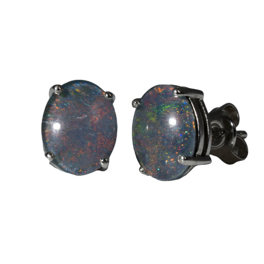 Triplet Opal Earrings in 925 Sterling Silver - Multicolour