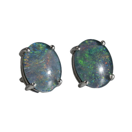 Triplet Opal Earrings in 925 Sterling Silver - Multicolour