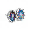 Triplet Opal Earrings in 925 Sterling Silver - Multicolour