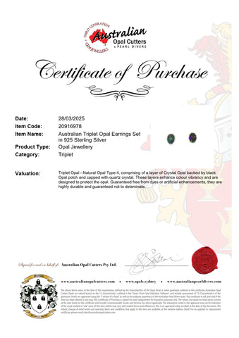 Triplet Opal Earrings in 925 Sterling Silver - Multicolour