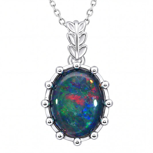 Triplet Opal Pendant in 925 Sterling Silver - Multicolour - Australian Opal Cutters and Pearl Divers