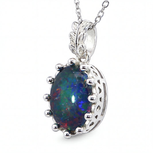 Triplet Opal Pendant in 925 Sterling Silver - Multicolour