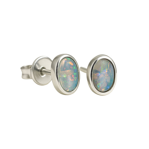 Light Opal Earrings in 925 Sterling Silver - Multicolour