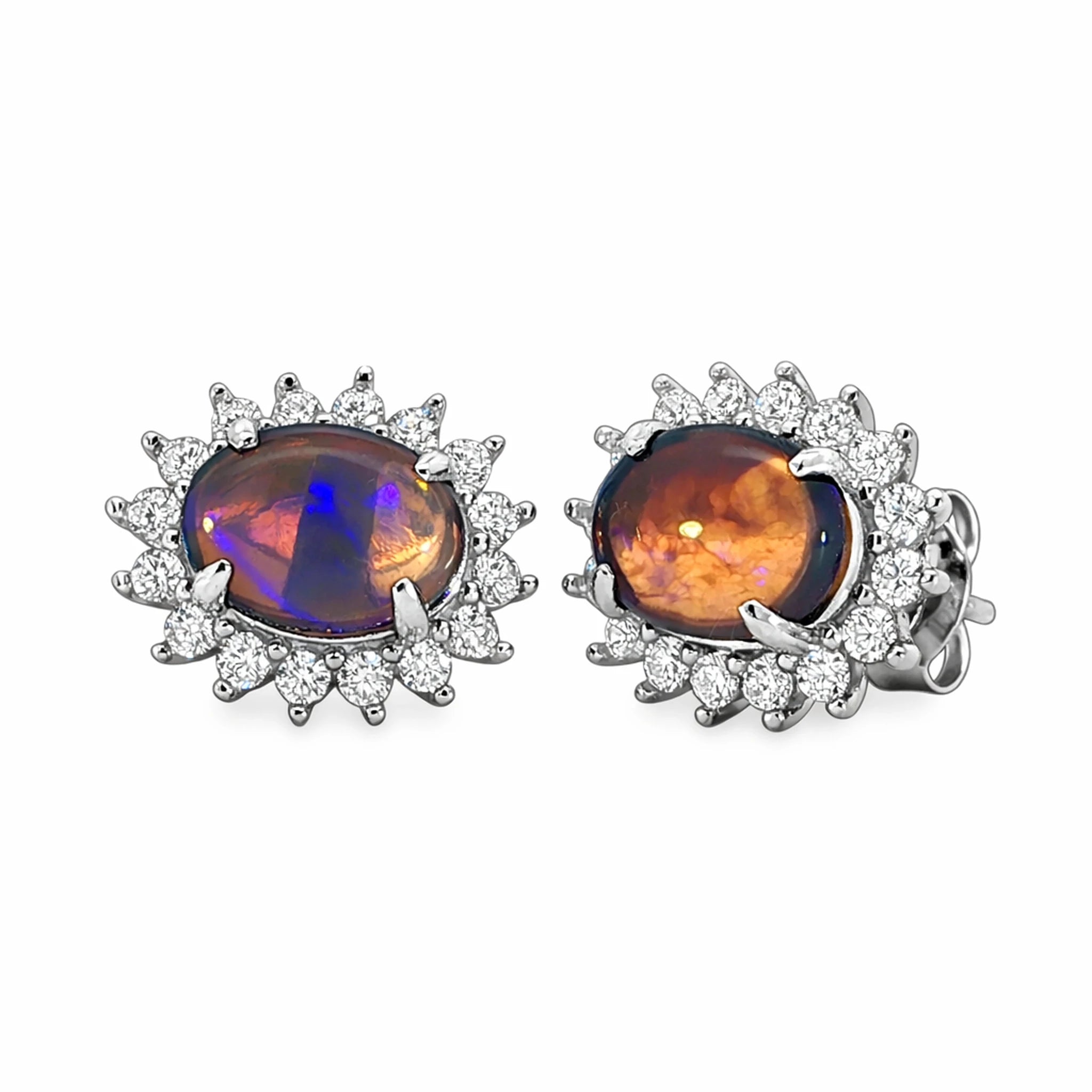 Dark Opal Earrings in 925 Sterling Silver - Australian Opal Cutters and Pearl Divers