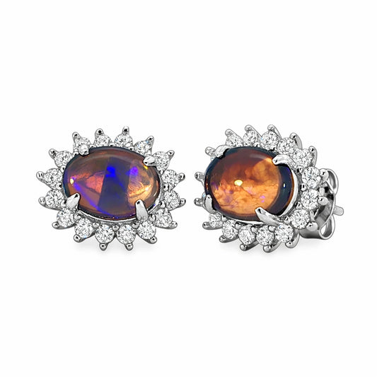 Dark Opal Earrings in 925 Sterling Silver - Australian Opal Cutters and Pearl Divers