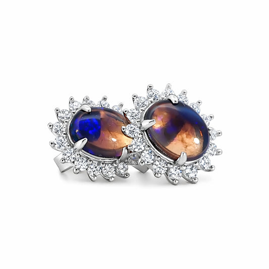 Dark Opal Earrings in 925 Sterling Silver - Australian Opal Cutters and Pearl Divers