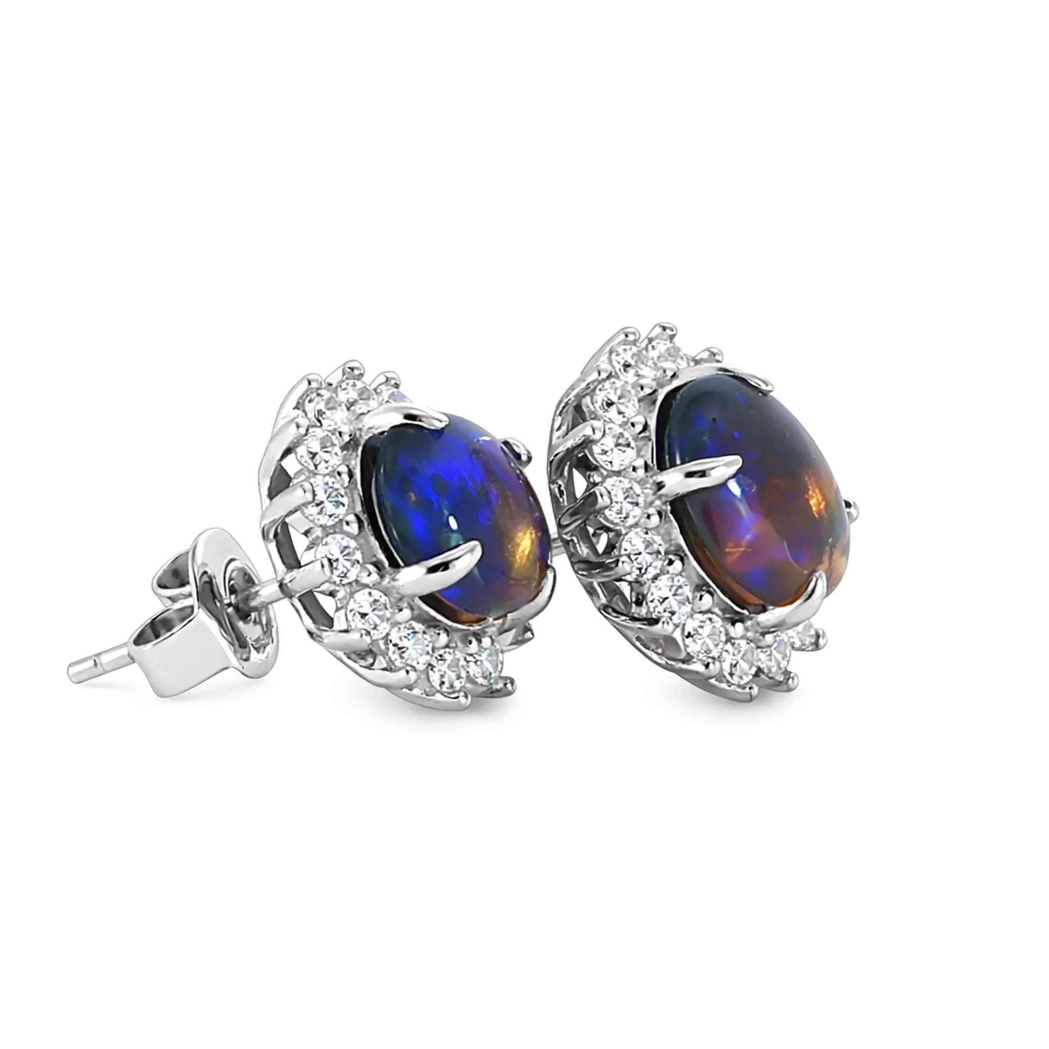 Dark Opal Earrings in 925 Sterling Silver - Australian Opal Cutters and Pearl Divers