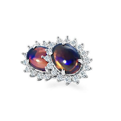 Dark Opal Earrings in 925 Sterling Silver - Australian Opal Cutters and Pearl Divers