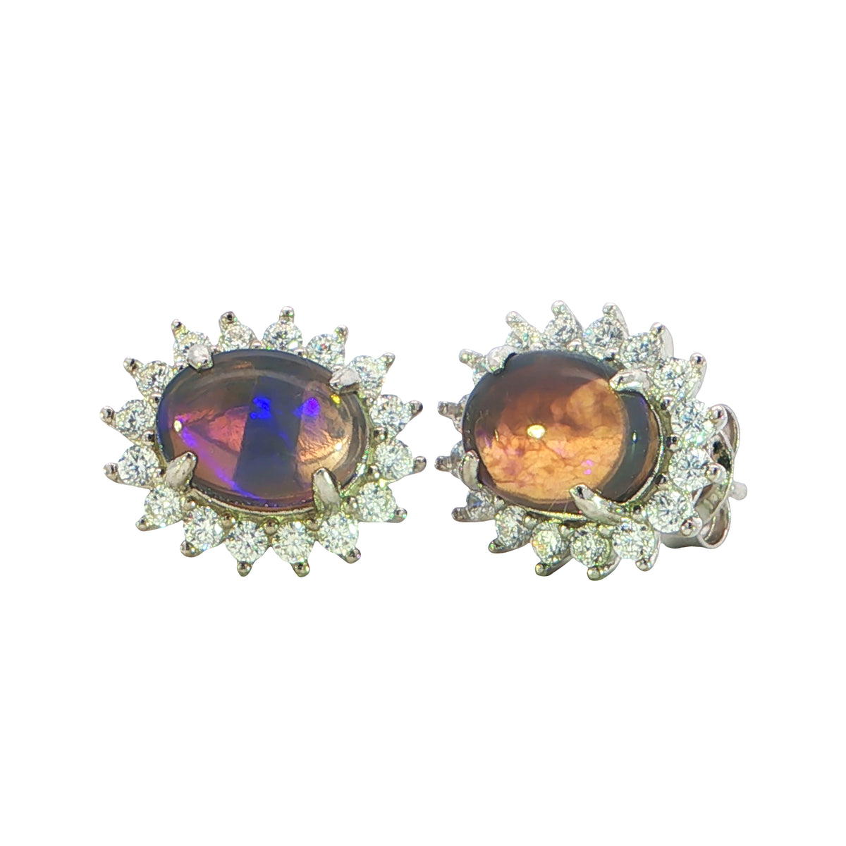 Dark Opal Earrings in 925 Sterling Silver