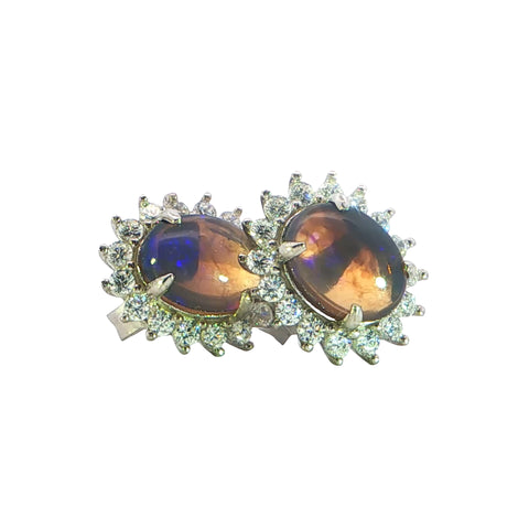 Dark Opal Earrings in 925 Sterling Silver