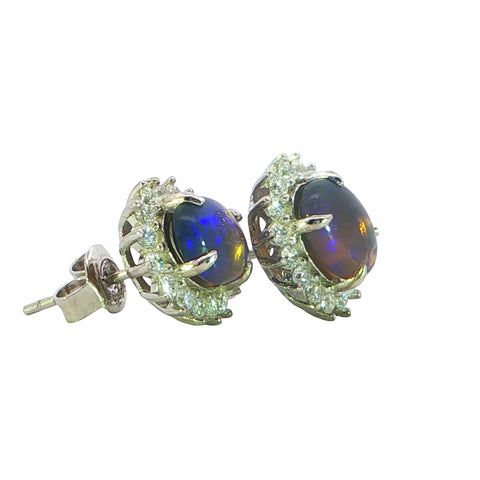 Dark Opal Earrings in 925 Sterling Silver
