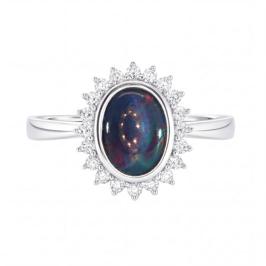 Triplet Opal Ring in 925 Sterling Silver - Multicolour