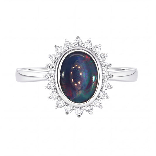 Triplet Opal Ring in 925 Sterling Silver - Multicolour - Australian Opal Cutters and Pearl Divers