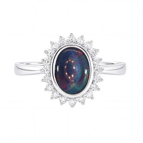 Triplet Opal Ring in 925 Sterling Silver - Multicolour - Australian Opal Cutters and Pearl Divers