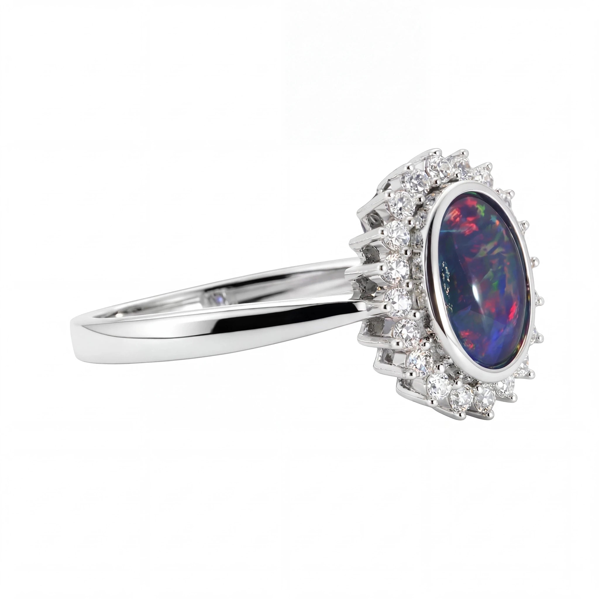 Triplet Opal Ring in 925 Sterling Silver - Multicolour - Australian Opal Cutters and Pearl Divers