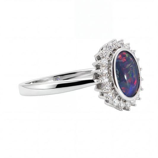 Triplet Opal Ring in 925 Sterling Silver - Multicolour - Australian Opal Cutters and Pearl Divers