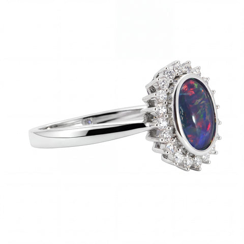 Triplet Opal Ring in 925 Sterling Silver - Multicolour - Australian Opal Cutters and Pearl Divers