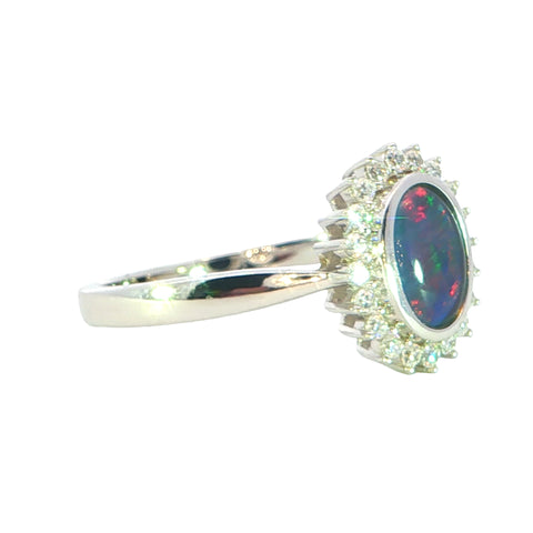 Triplet Opal Ring in 925 Sterling Silver - Multicolour