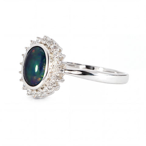 Triplet Opal Ring in 925 Sterling Silver - Multicolour - Australian Opal Cutters and Pearl Divers