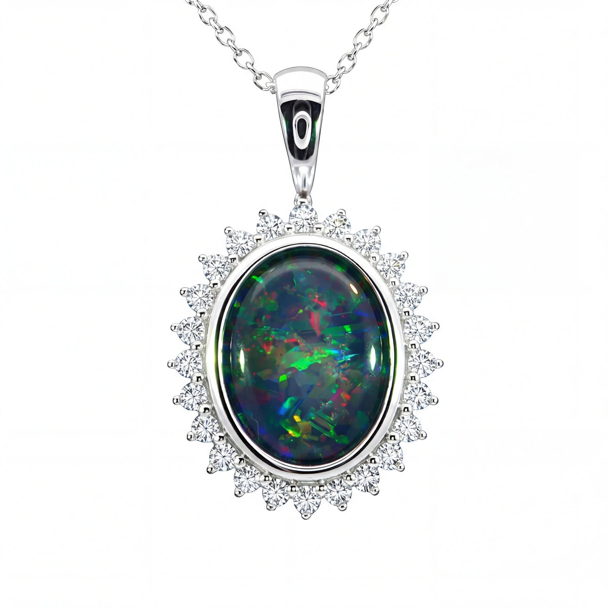Triplet Opal Pendant in 925 Sterling Silver - Multicolour - Australian Opal Cutters and Pearl Divers