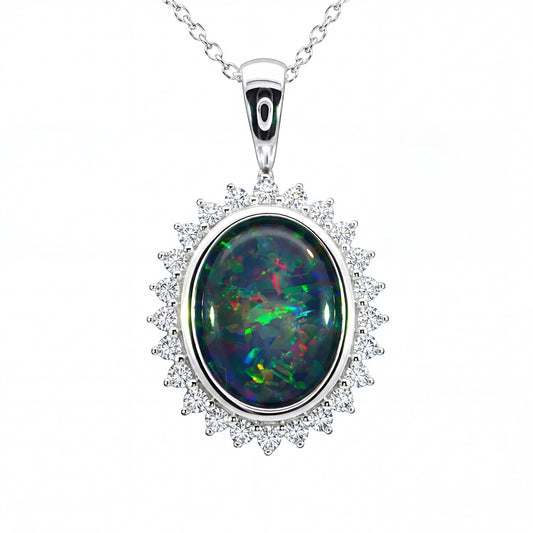Triplet Opal Pendant in 925 Sterling Silver - Multicolour - Australian Opal Cutters and Pearl Divers
