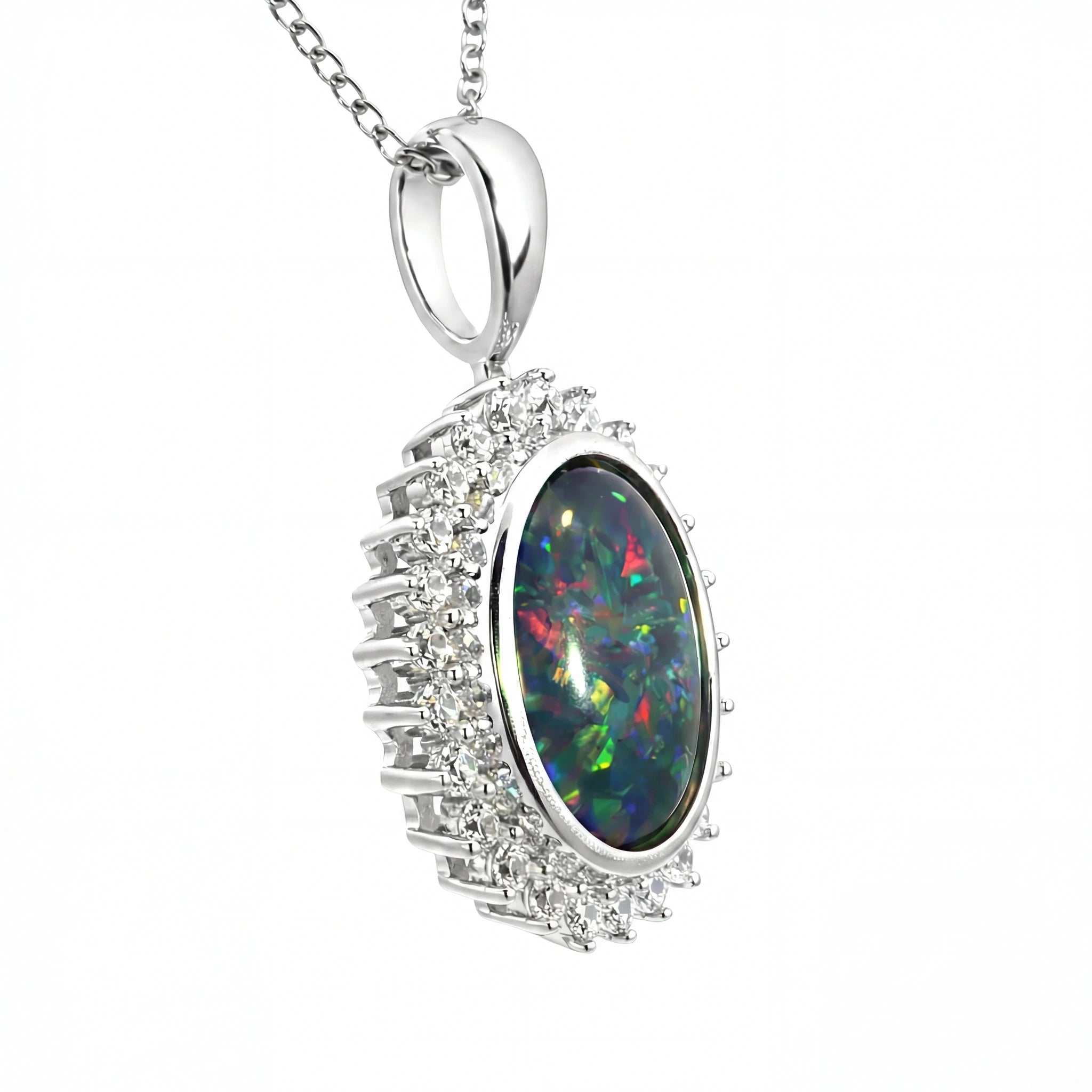 Triplet Opal Pendant in 925 Sterling Silver - Multicolour - Australian Opal Cutters and Pearl Divers