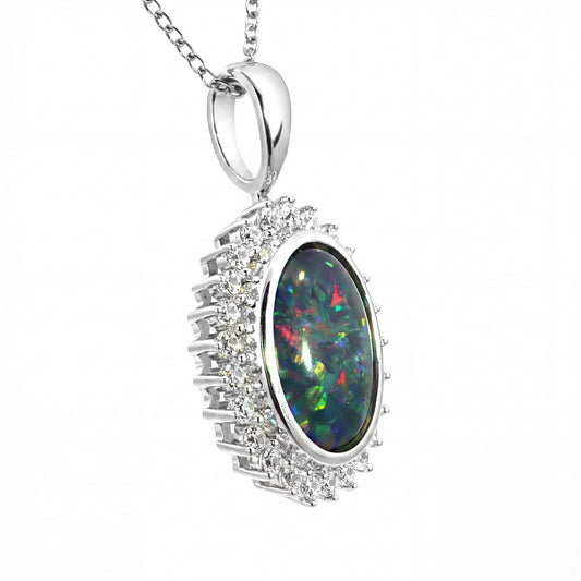 Triplet Opal Pendant in 925 Sterling Silver - Multicolour