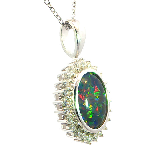 Triplet Opal Pendant in 925 Sterling Silver - Multicolour